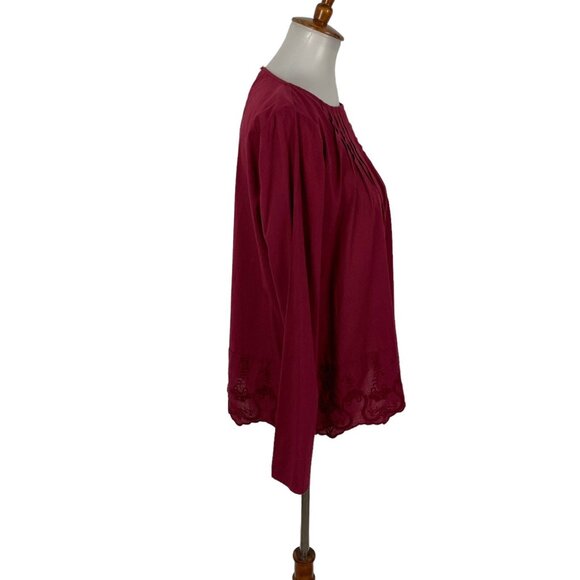 United Colors of Benetton Top Small Red Long Sleeve Flowy Stretch Basic - Picture 2 of 6